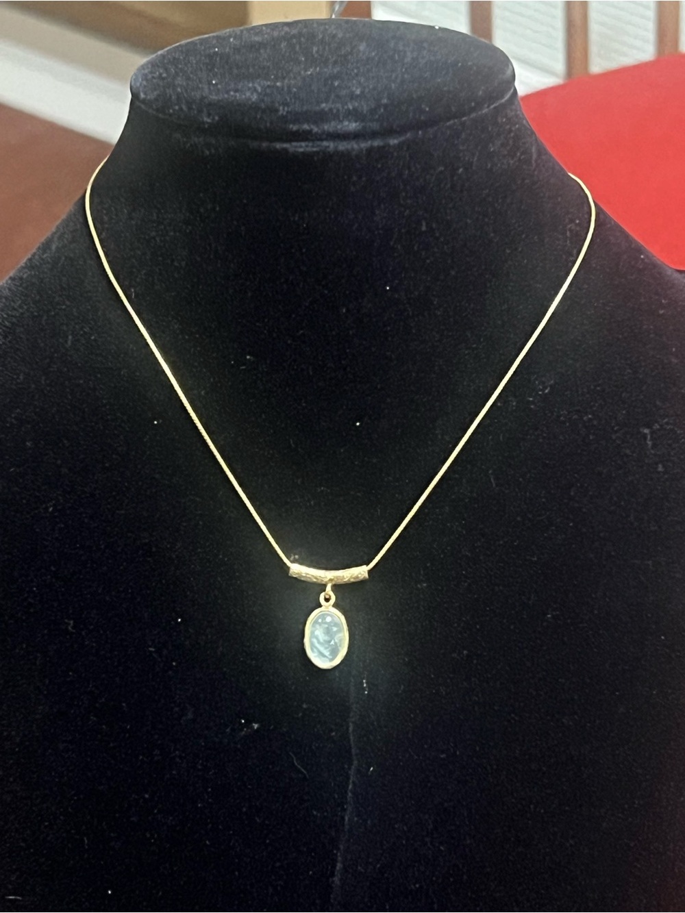 Silpada Gold Tone Necklace with Pale Blue Pendant